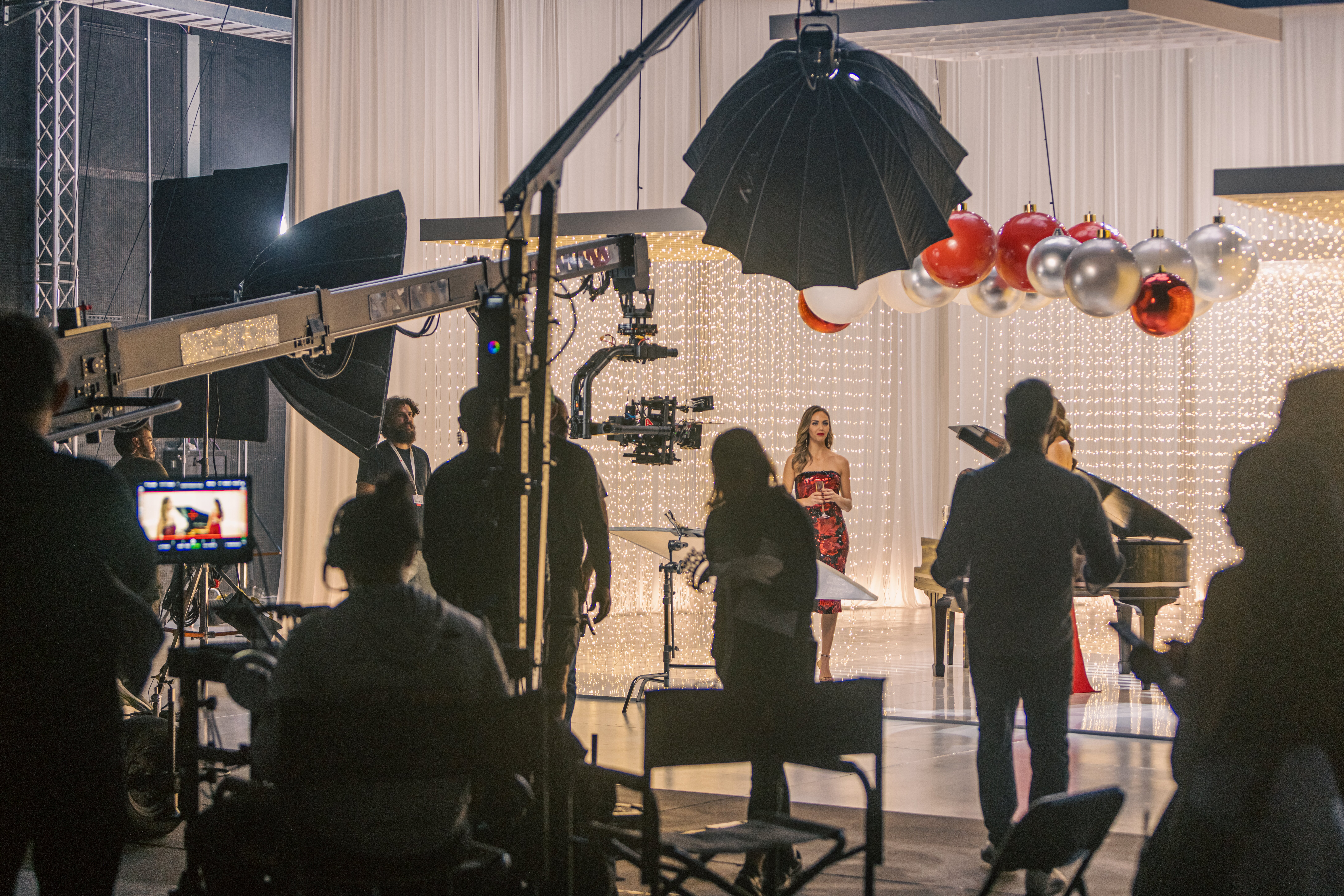 Jessica Carrillo and crew members in a Miami studio video shooting session with Alexa Mini camera